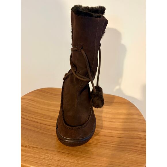 Steve‎ Madden NEW Moccasin Boots Suede Fur Tie Mid-Calf 9 - Picture 3 of 11